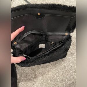 Black Faux Fur Shoulder Bag